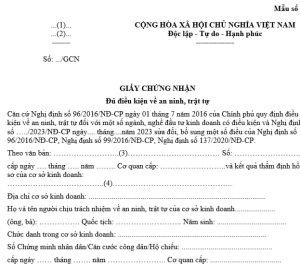 Giấy Chứng Nhận Đủ Điều Kiện Về An Ninh Trật Tự